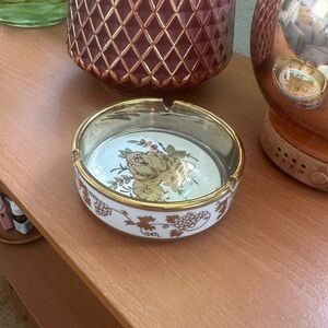 Elegant Gold and White Ash Tray Trinket Dish